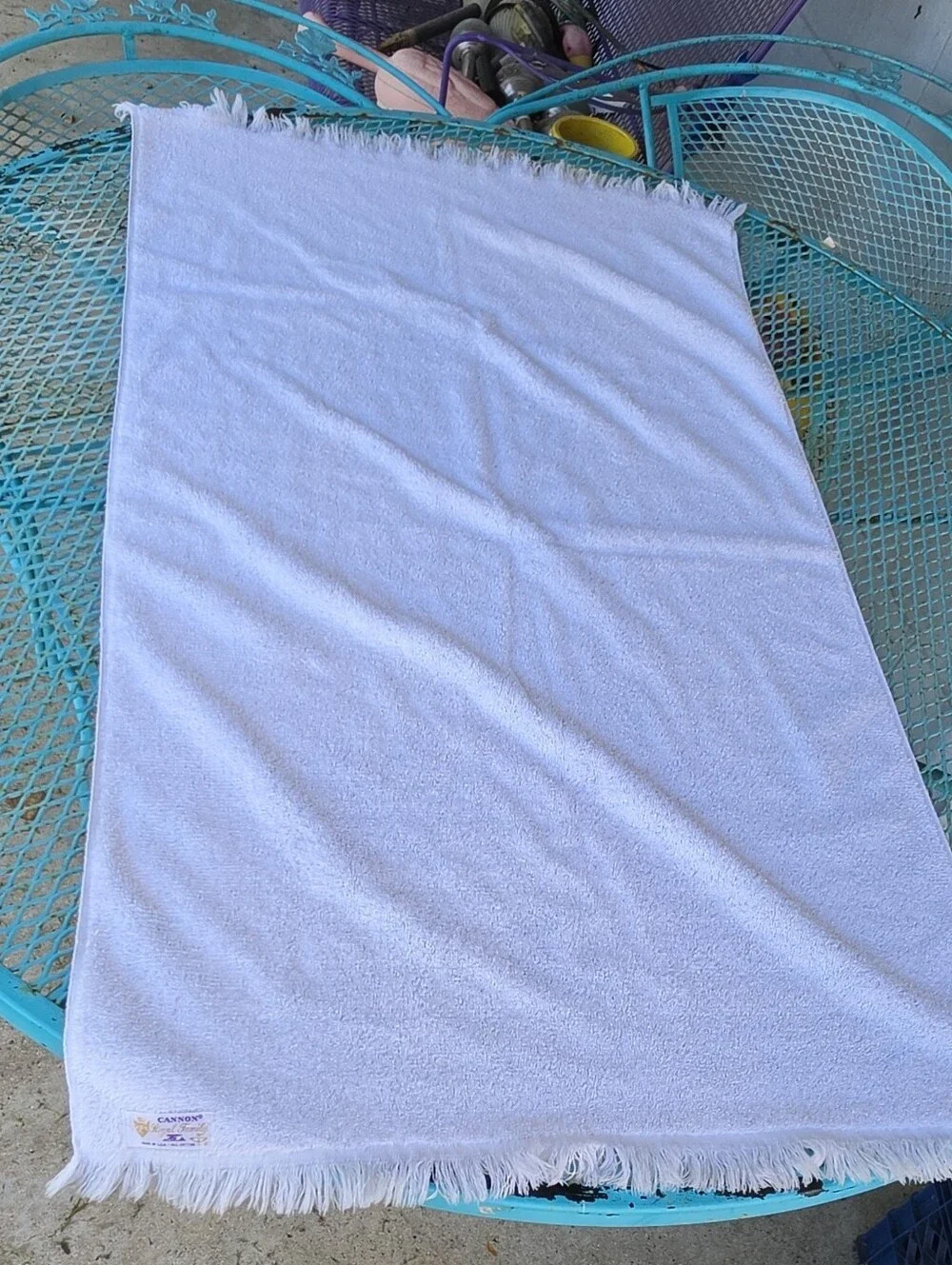 Cannon Royal Family White/Blue Floral Fringed Cotton Bath & Hand Towels roses